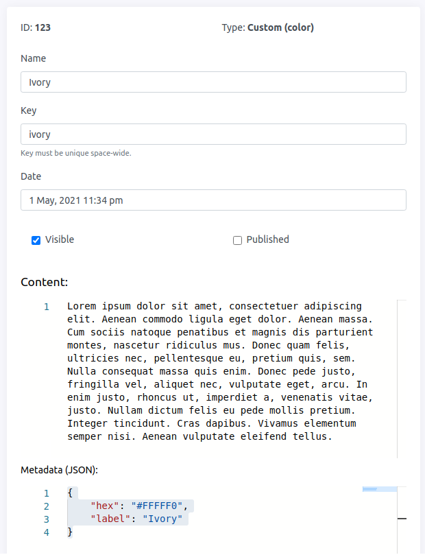 Chautec CMS custom types